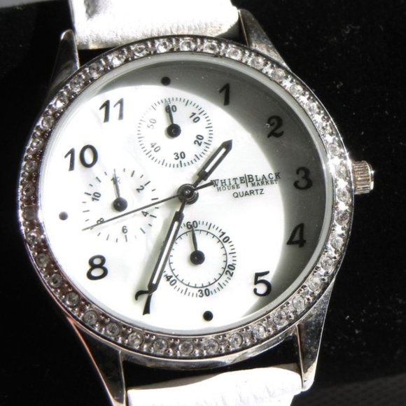 WHBM | Quartz Rhinestone White Leather Watch - Picture 5 of 5